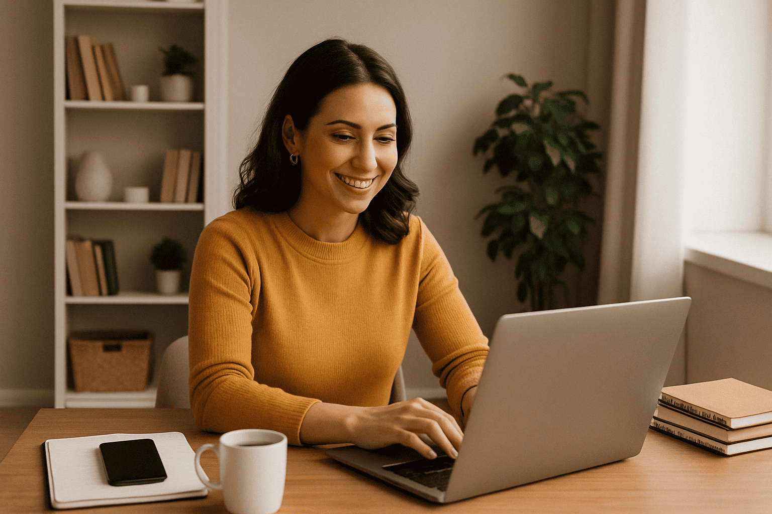 Hiring Small Business Coaches. Female Business Coach at the computer