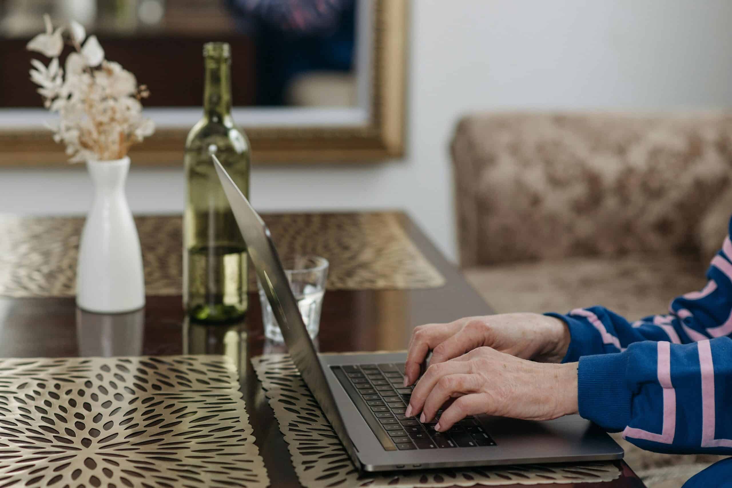 Woman at the computer on a zoom call